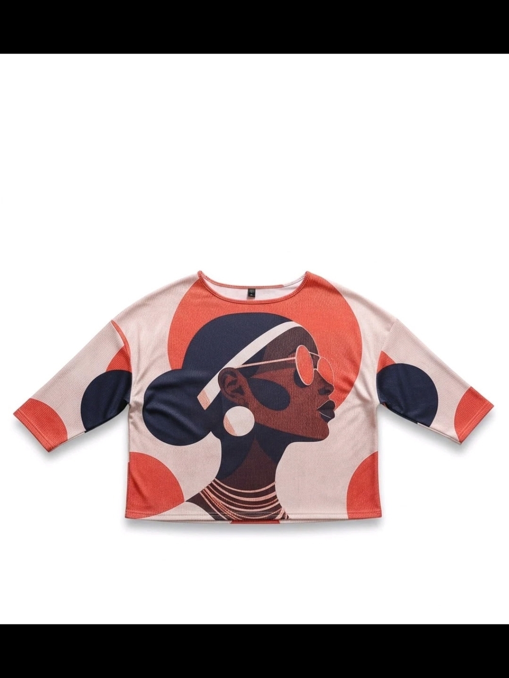 Graphic Blouse Orange And Beige